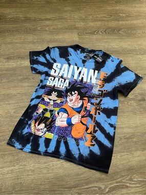 Hot Topic Dragon Ball Z Saiyan Saga Tie-Dye Tee - Blue & Black